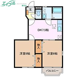 メゾンイフリートI 1階2DKの間取り