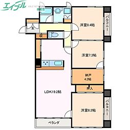 キャッスルハイツ桑名 4LDKの間取図画像
