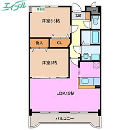 エトワール・プレーヌ 2LDKの間取図画像