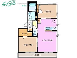 カーサブラーノ 2LDKの間取図画像