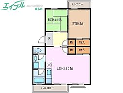 江場ハイツ 2LDKの間取図画像