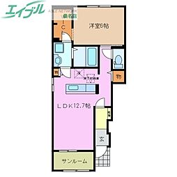 フェルサーメル 1LDKの間取図画像