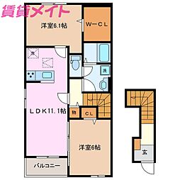 アルトサリーチェ 2階2LDKの間取り