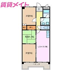 シャイン新西方 1階3LDKの間取り