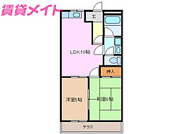 メゾンクレール 1階2LDKの間取り