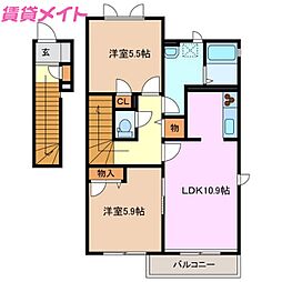 雪月花6番館 2LDKの間取図画像