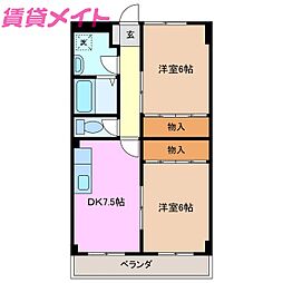 アーリーバード 2DKの間取図画像