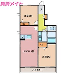 LASQapartment. 2LDKの間取図画像