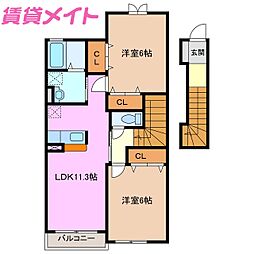 アルモニーメゾン2 2LDKの間取図画像