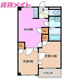 グランディルジン 2DKの間取図画像