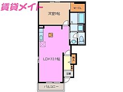 カーザ・エスペランサB 1LDKの間取図画像