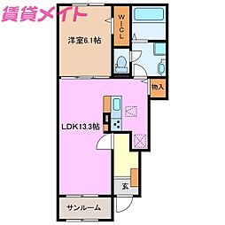 ブランドール樹4A 1LDKの間取図画像