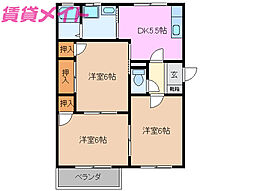 マドンナB 3DKの間取図画像