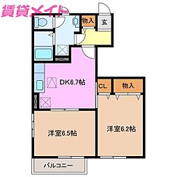 うらら 2DKの間取図画像