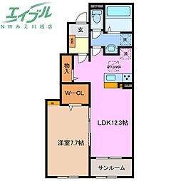 カーサ　ソラーナ 1階1LDKの間取り