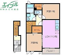 フィオーレ　II 2階2LDKの間取り