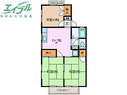 ファミール森B棟 1階3DKの間取り