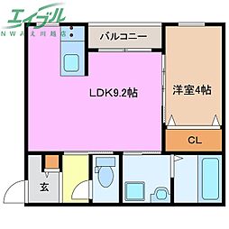 LECOCON四日市VI 3階1LDKの間取り