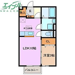 ポートサイド カクサン 1階1LDKの間取り