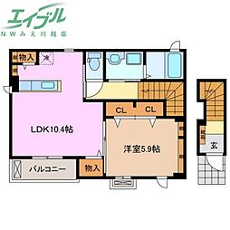 エスポワール 2階1LDKの間取り