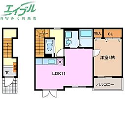 フランジェルメ 2階1LDKの間取り