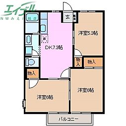 インパルス南台 2階3DKの間取り