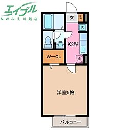 モナリエーレB 1Kの間取図画像