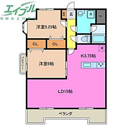 モン・クレッシュ 2LDKの間取図画像