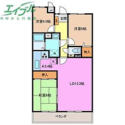 ラウムズ富洲原 3LDKの間取図画像