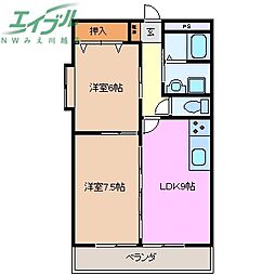 シャトレ桑名 2LDKの間取図画像