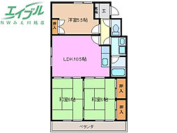 サンハイツ太平洋 3LDKの間取図画像