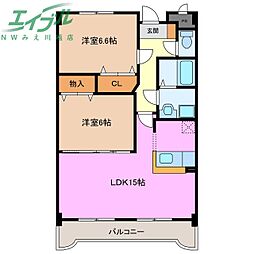 エトワール・プレーヌ 2LDKの間取図画像