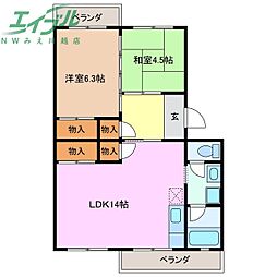 コーポ柳原 2LDKの間取図画像