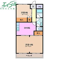エンブレム大勢 2DKの間取図画像