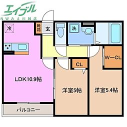 SUNLIFEIN桑名 2LDKの間取図画像