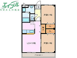 ステラ川越 2LDKの間取図画像