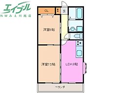 シャトレ桑名 2LDKの間取図画像