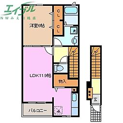 エレガントツリー 1LDKの間取図画像