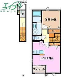 ソシア南富田A 1LDKの間取図画像