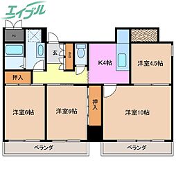 シャンボール西浦 4Kの間取図画像