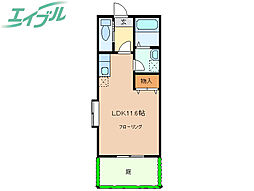 EM-Healthy Villa松本台イースト 1階1Kの間取り