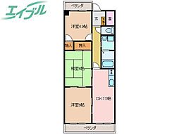エクセル中川原 3DKの間取図画像