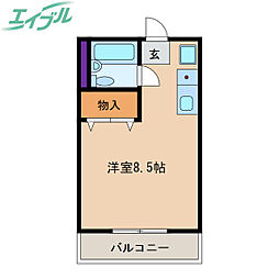 イロハビル ワンルームの間取図画像
