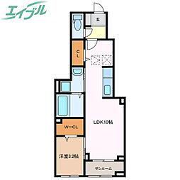 アソシエ日永 1階1LDKの間取り