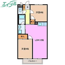 サープラス石塚B 2LDKの間取図画像