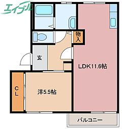 ウィスタリア21 1階1LDKの間取り