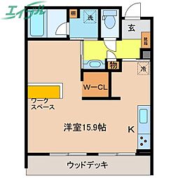 シャーメゾン　ル　シエル 1階ワンルームの間取り