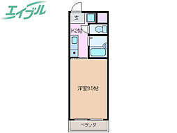 アイボンラビアン 2階1Kの間取り