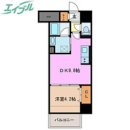 エトワール安島 6階1LDKの間取り