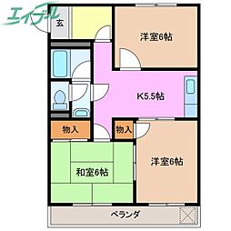 グレイス光栄 3Kの間取図画像